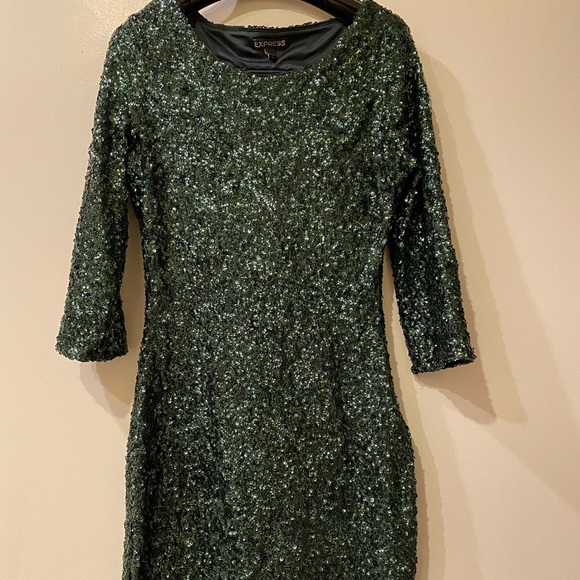 Express Dresses & Skirts - EXPRESS | Emerald green sequence dress
